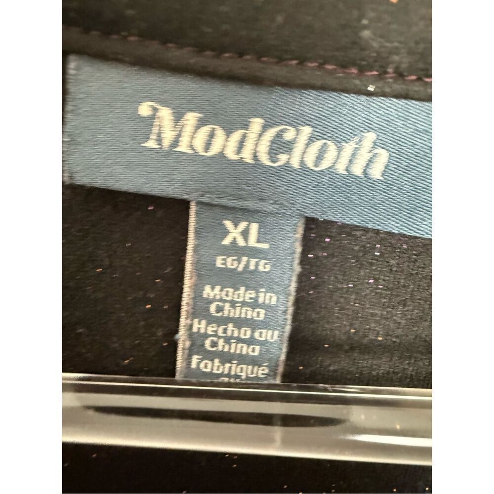 Modcloth Your Time To Shine Metallic Shimmer Short Sleeve Shirt Size Xl View 2